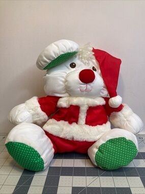 Vintage Fisher Price Baby Puffalump Christmas Bear Mouse Plush Toy 1992